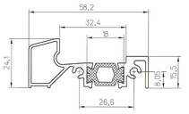 Порог алюминиевый для ПВХ дверей утепленный, (аналог порога Rehau 58х24 мм), 6м