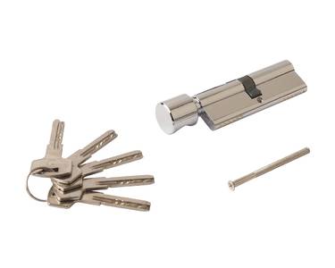 Цилиндр профильный ELEMENTIS 45(ключ)/45(ручка) ЦАМ, 5 перфорированных ключей, никелированный Изображение 2