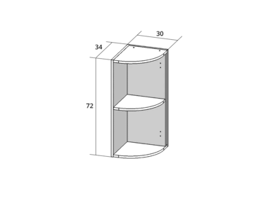 Корпус навесной радиусный 30*34*72 Изображение