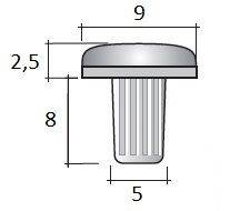 PR08 Демпфер врезной "Parasoft". Диаметр шляпки 9мм, высота=2,5мм. полупрозрачн. Изображение 2