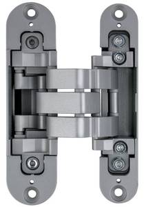 Петля скрытая OTLAV для компланарных дверей, универсальная, 3D, 130x32/25 мм, 60 кг, цамак и алюминий, с 4 накладками и 4 винтами для крепления накладок, никель матовый Изображение 2