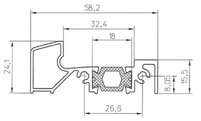 Порог алюминиевый для ПВХ дверей утепленный, (аналог порога Rehau 58х24 мм), 6м Изображение