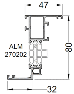 Створка оконная ALUMARK 32/47 мм 6м Белый RAL9016 Изображение