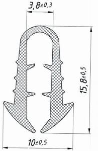 Уплотнитель U-образный ELEMENTIS под стекло 4мм 9/GO/69 Изображение